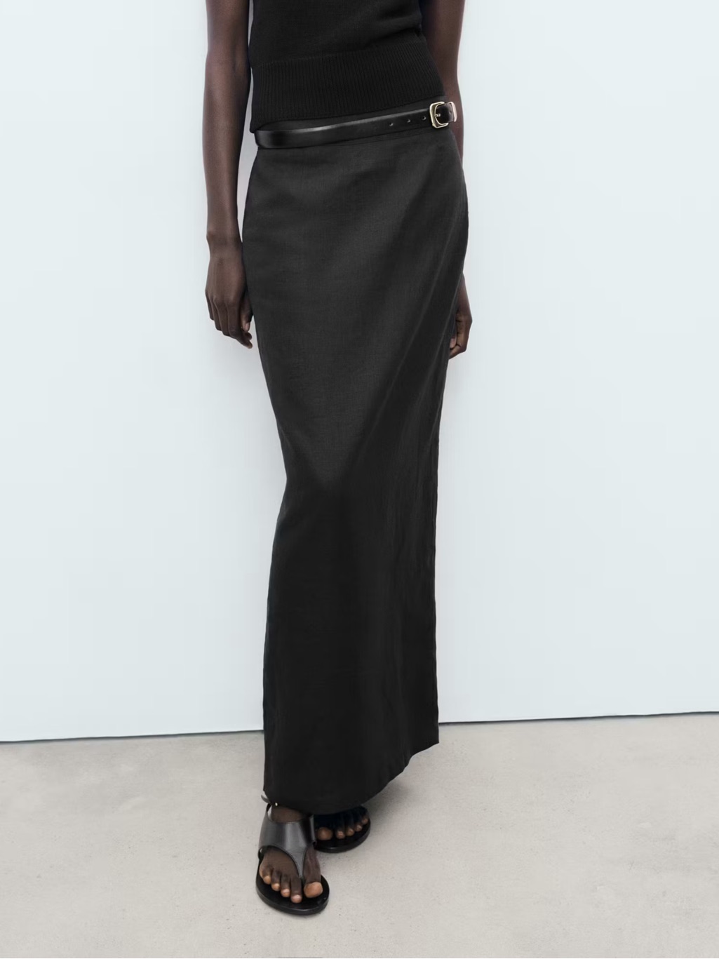 Mango 100% Linen Long Skirt